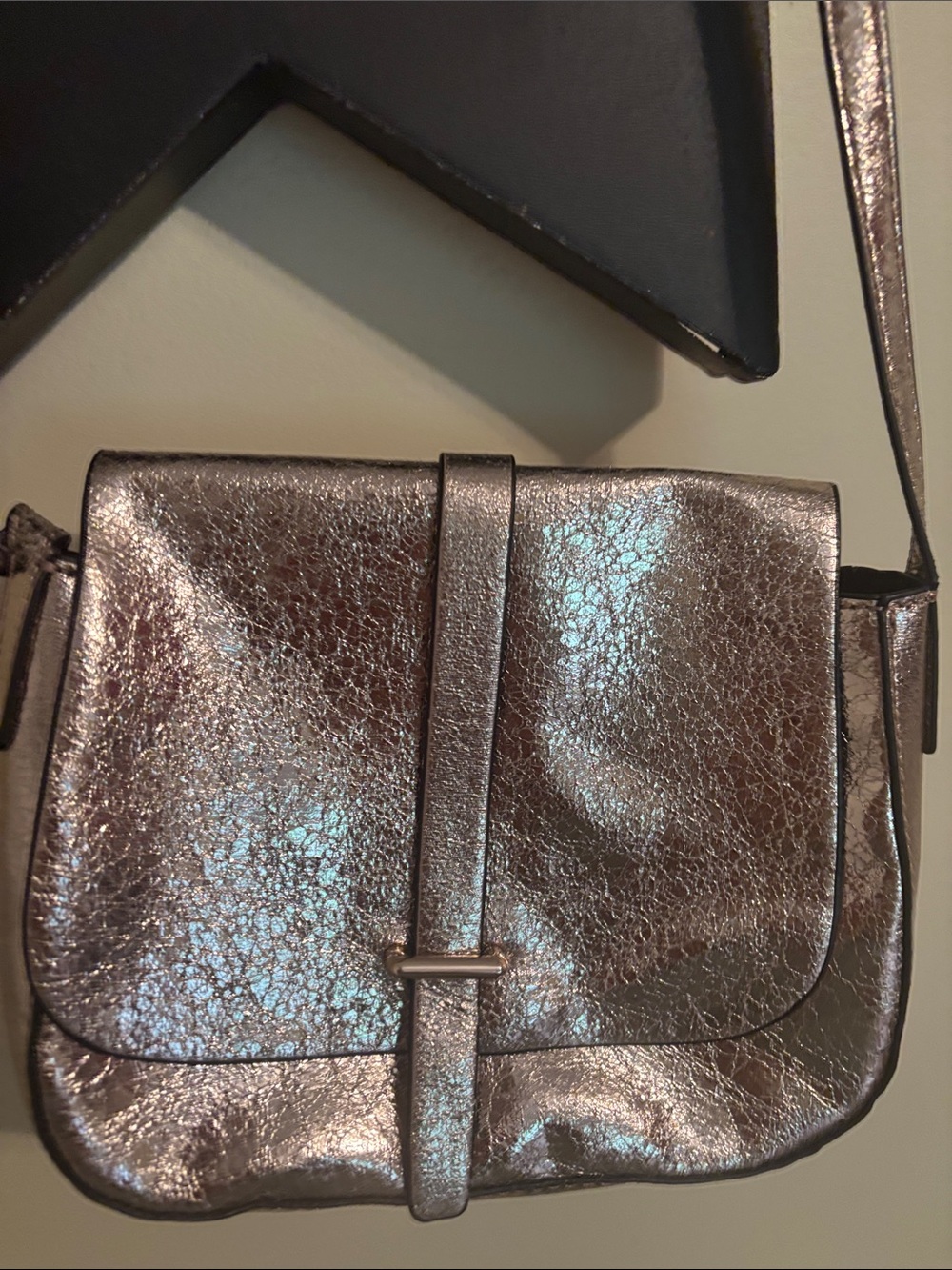 GAP Metallic Bronze Crossbody Bag with Strap Detail